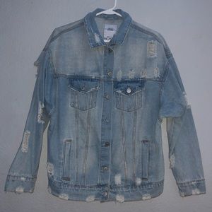 oversized distressed jean jacket
